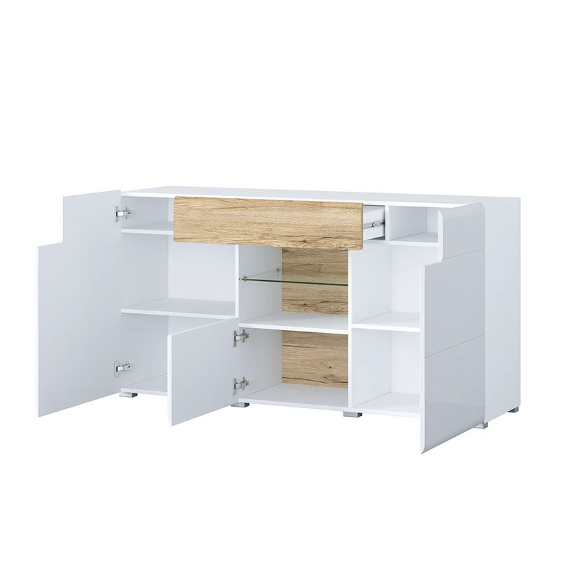 Buffet 3 portes 1 tiroir Jules Blanc et Bois