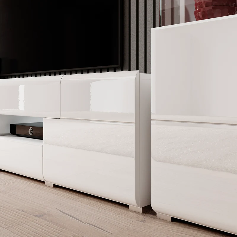 Meuble TV 2 portes 2 tiroirs 159 cm Jules Blanc