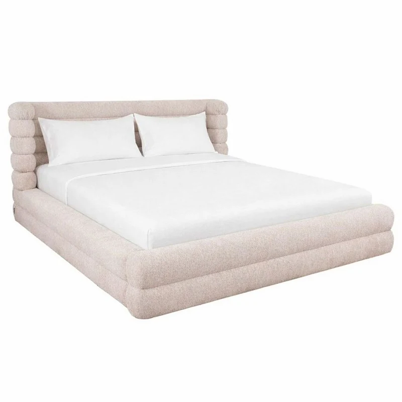Casa Padrino Luxus Doppelbett Naturfarben 180 x 210 cm - Schlafzimmer Möbel