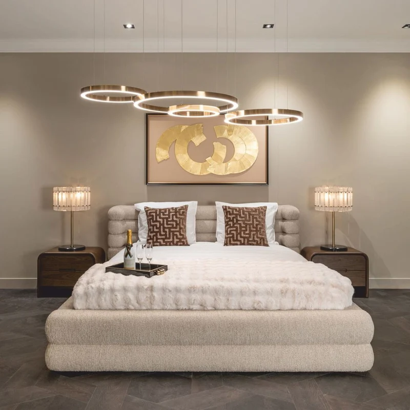 Casa Padrino Luxus Doppelbett Naturfarben 180 x 210 cm - Schlafzimmer Möbel