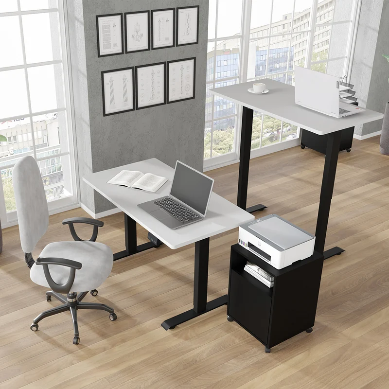 Bureau électrique 120 cm Ergo Blanc et Noir