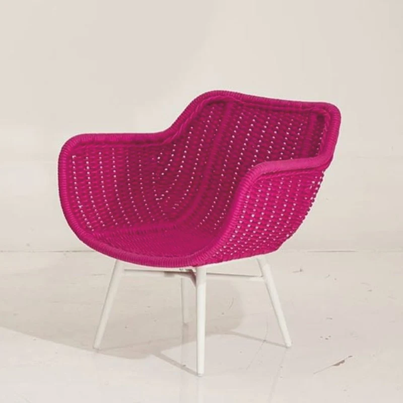 Casa Padrino Luxus Gartensessel Pink / Weiß - Luxus Garten & Terrassen Möbel