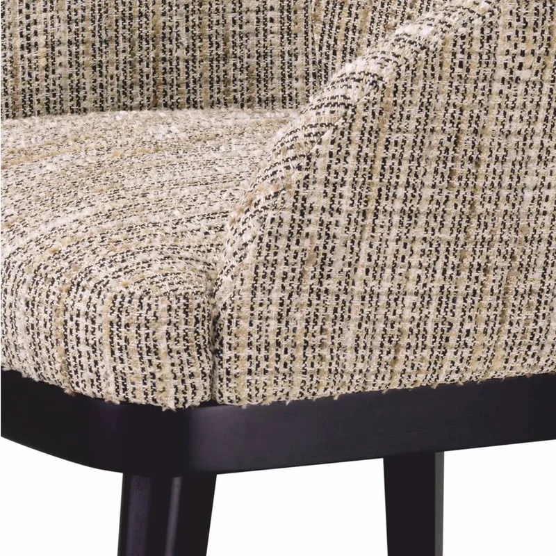 Casa Padrino Luxus Esszimmer Stuhl mit Armlehnen Beige / Schwarz H. 79 cm - Esszimmer Möbel