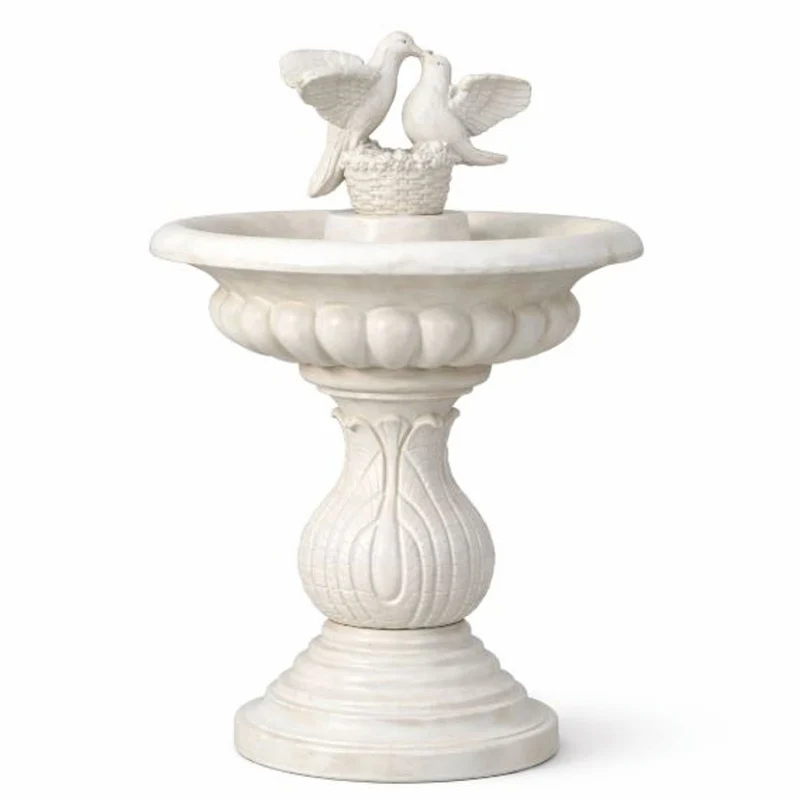 Casa Padrino Barock Garten Deko Vogeltränke Weiß Ø 79 x H. 120 cm - Garten Accessoires