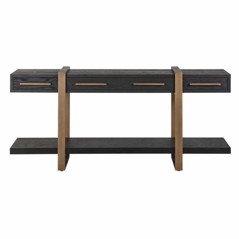 Casa Padrino Luxus Sideboard Schwarz / Antik Messing 180 cm - Luxus Möbel