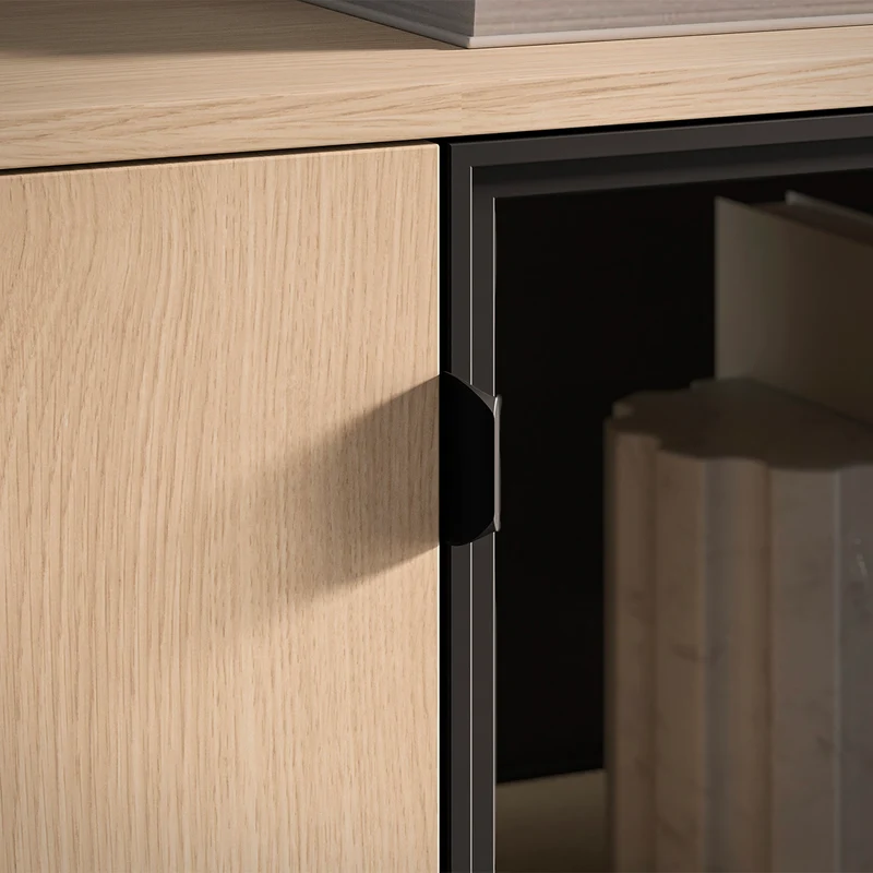 Buffet 2 portes LED inclus Paige Bois et Noir