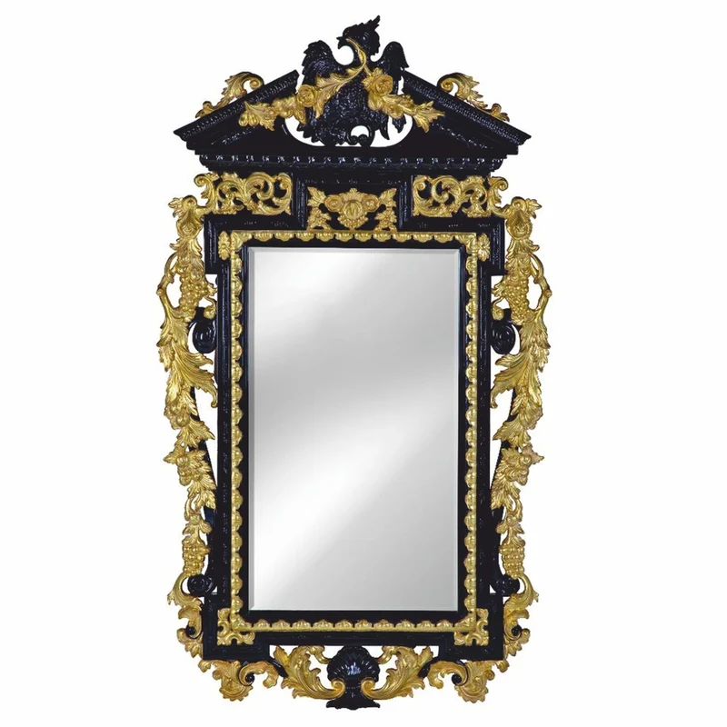 Casa Padrino Luxus Barock Spiegel Schwarz / Gold H. 178 cm - Barockstil Möbel