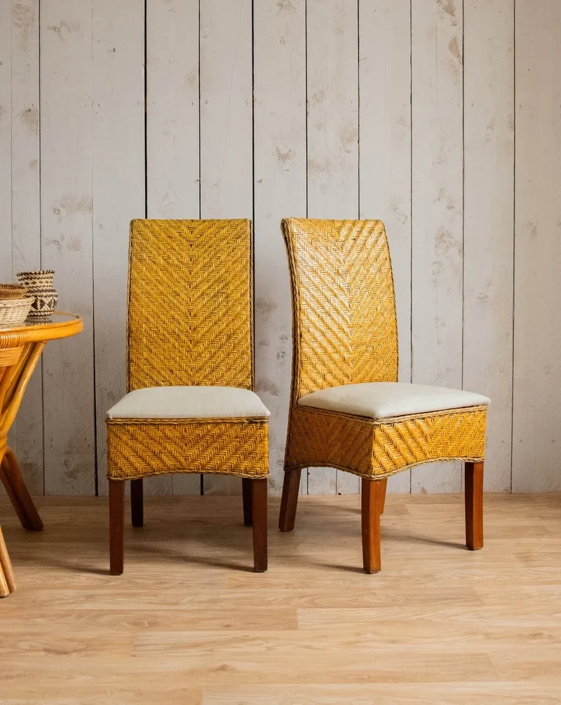 Claude, la paire de chaises en rotin tressé N°1036