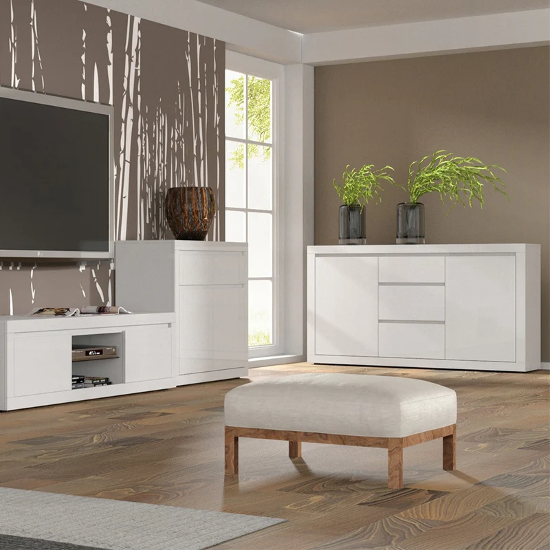 Buffet 2 portes 3 tiroirs Olia Blanc