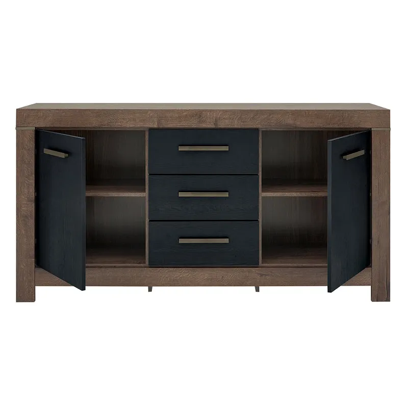 Buffet 2 portes 3 tiroirs Adam Bois et Noir