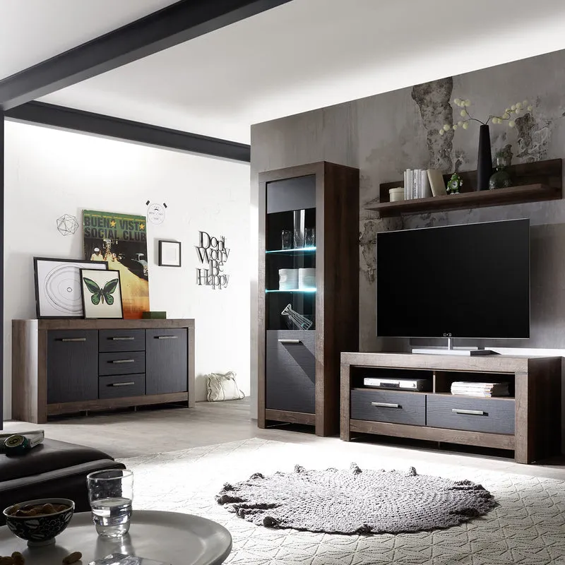 Buffet 2 portes 3 tiroirs Adam Bois et Noir