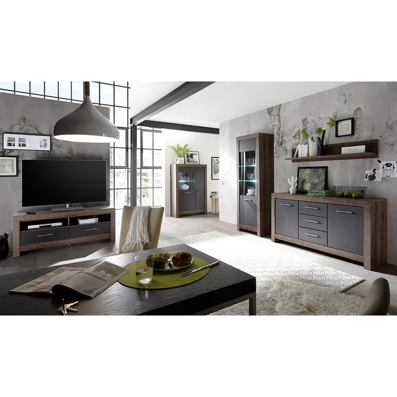 Buffet 2 portes 3 tiroirs Adam Bois et Noir