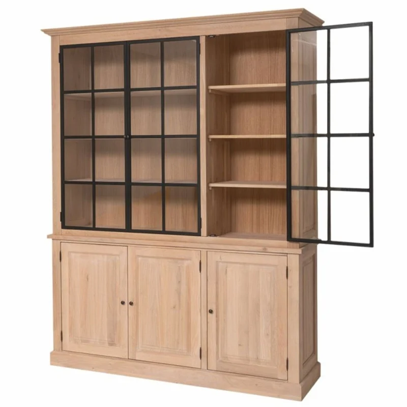 Casa Padrino Landhausstil Eichenholz Schrank Naturfarben / Schwarz 186 x 50 x H. 230 cm