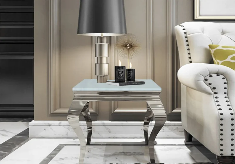 Bout de canapé design miroir argent - Neo
