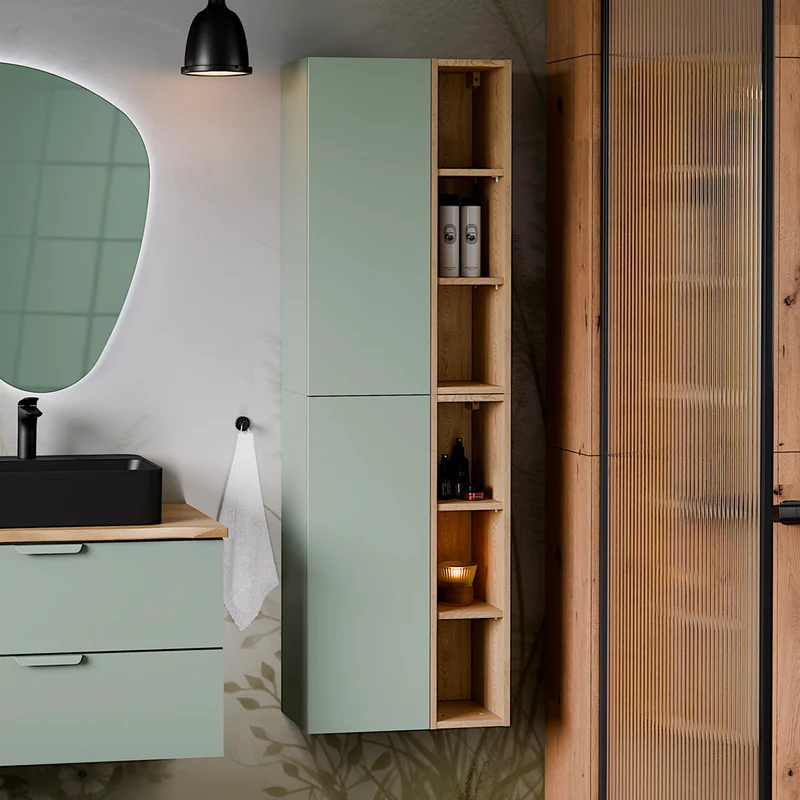Armoire murale 3 niches Oria Vert mat