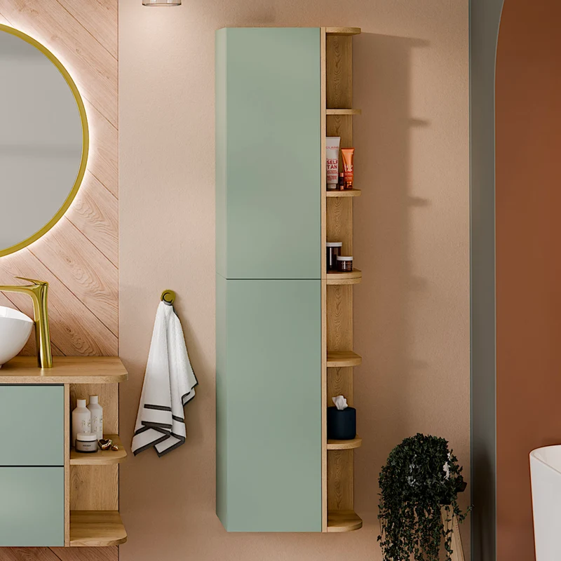 Armoire murale 3 niches arrondies Oria Vert mat