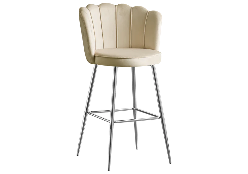Chaise de bar design coquillage velours beige - Nymea x2