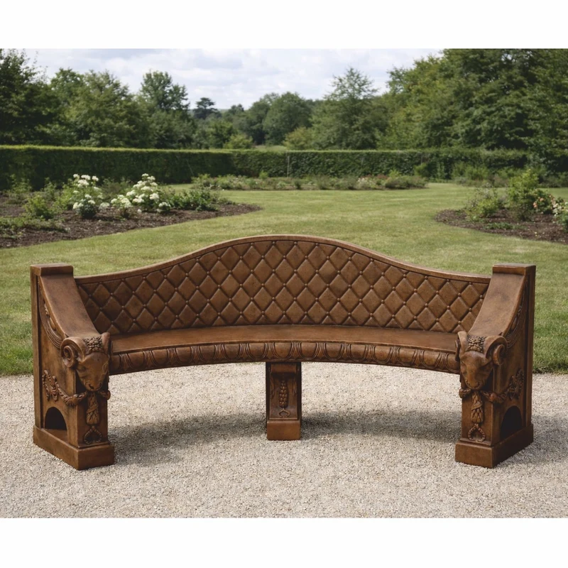 Casa Padrino Barock Beton Gartenbank Braun 196 cm - Barock Garten & Terrassen Möbel