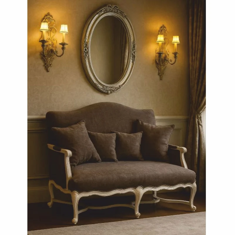 Casa Padrino Luxus Barock Sofa Dunkelbraun / Weiß 150 cm - Barock Wohnzimmer Möbel
