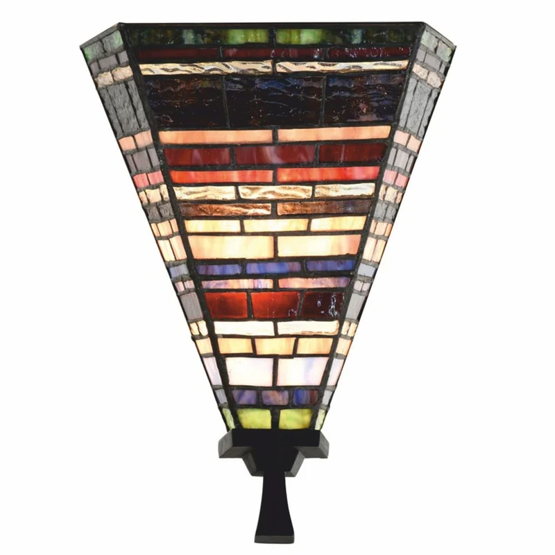 Casa Padrino Art Deco Tiffany Wandleuchte Bunt / Schwarz H. 30 cm - Tiffany Leuchten