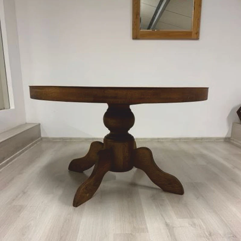 Casa Padrino Landhausstil Eichenholz Esstisch Braun Ø 130 cm - Esszimmer Möbel