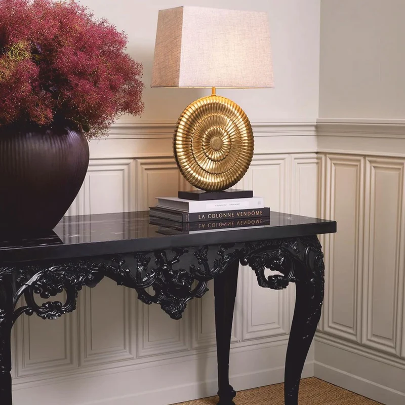 Casa Padrino Luxus Tischleuchte Antik Gold / Schwarz / Beige H. 67 cm - Schreibtischleuchte