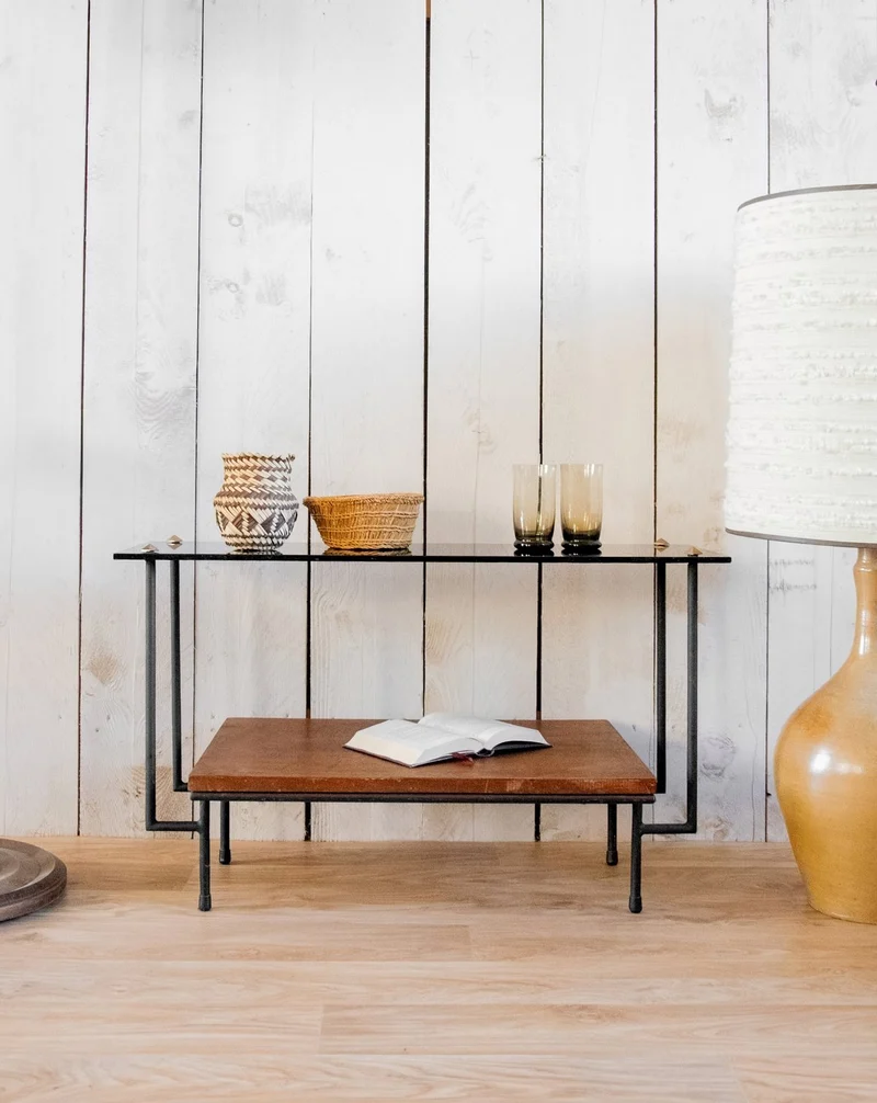 Hanna, la table d'appoint en bois et verre N°1225