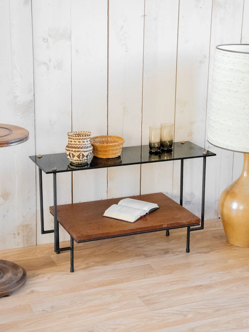 Hanna, la table d'appoint en bois et verre N°1225