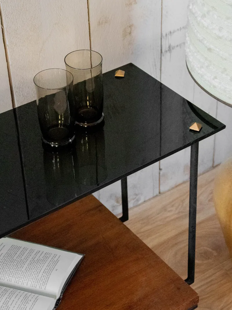 Hanna, la table d'appoint en bois et verre N°1225