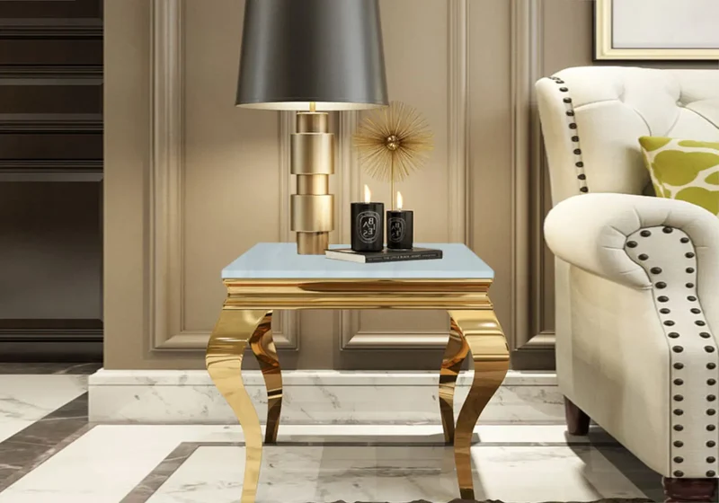 Bout de canapé design miroir or - Neo