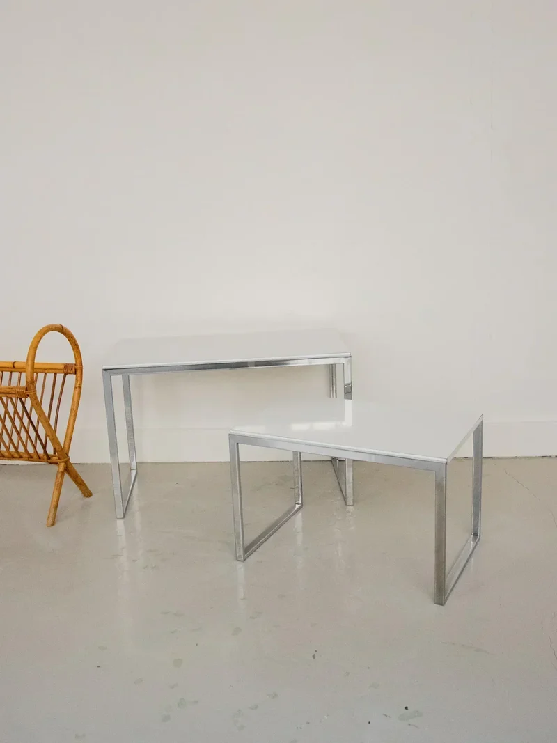 Barbara, le duo de tables gigognes chromées N°143