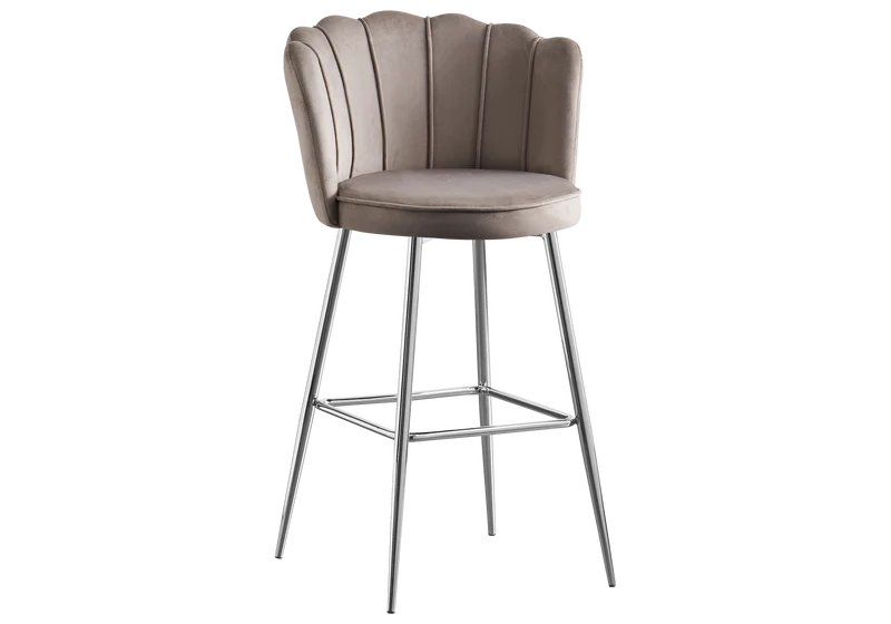Chaise de bar design coquillage velours taupe - Nymea x2