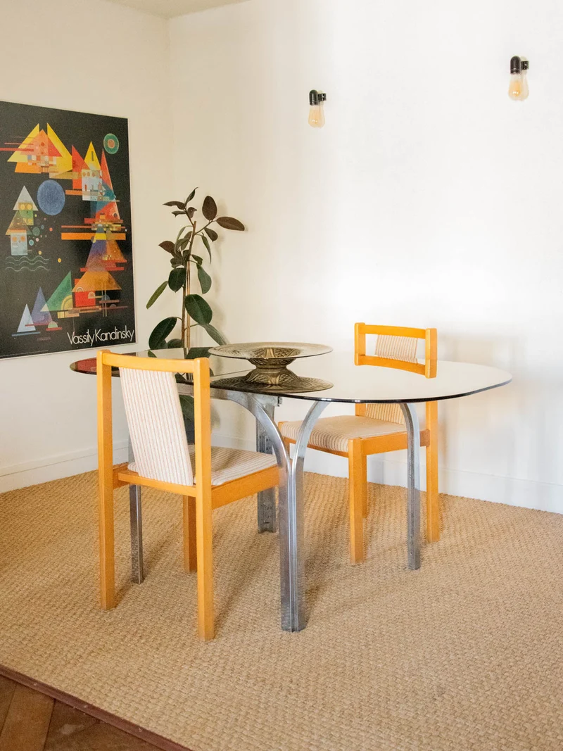 Alma, le lot de 2 chaises rayées en bois clair N°1341