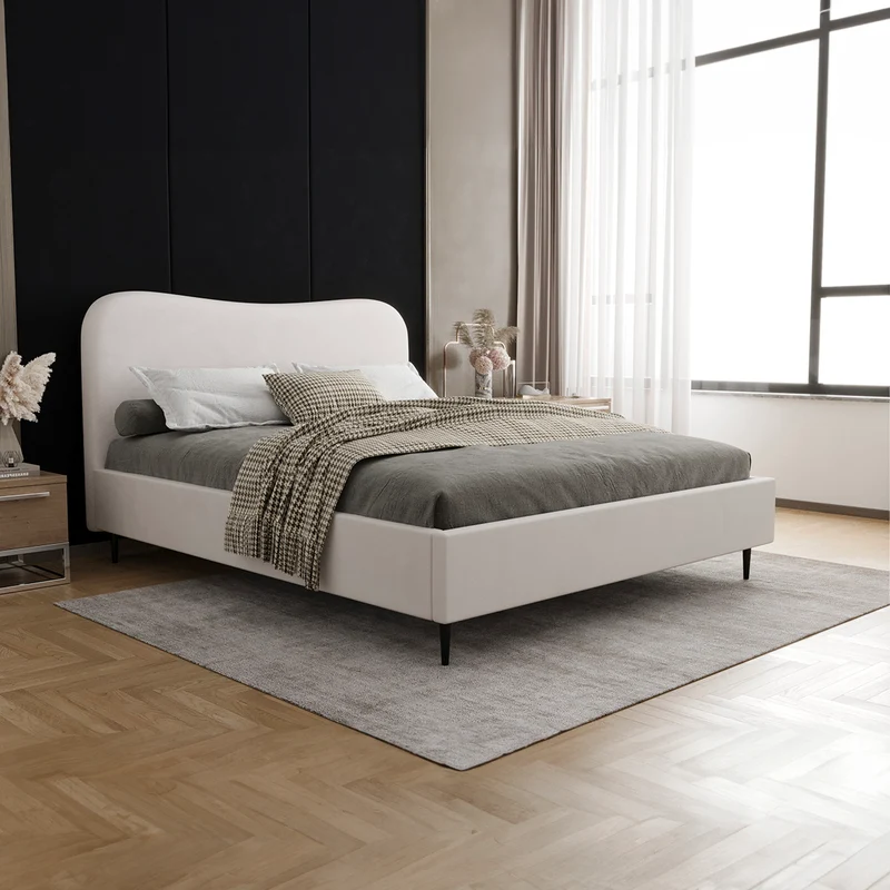 Lit coffre 160x200 sommier inclus Gemma Blanc cassé
