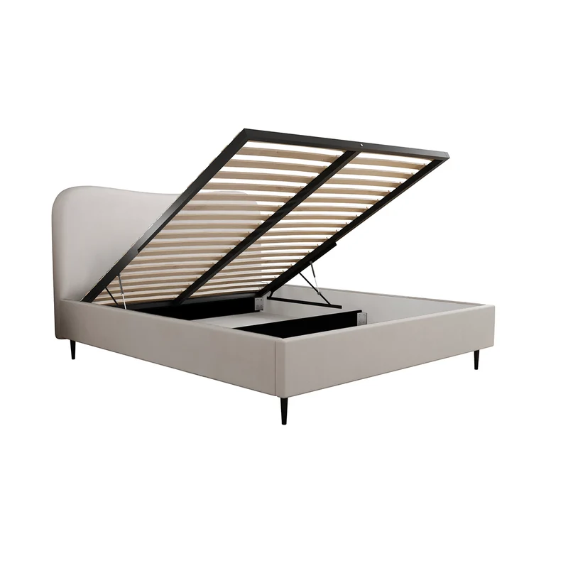 Lit coffre 160x200 sommier inclus Gemma Blanc cassé