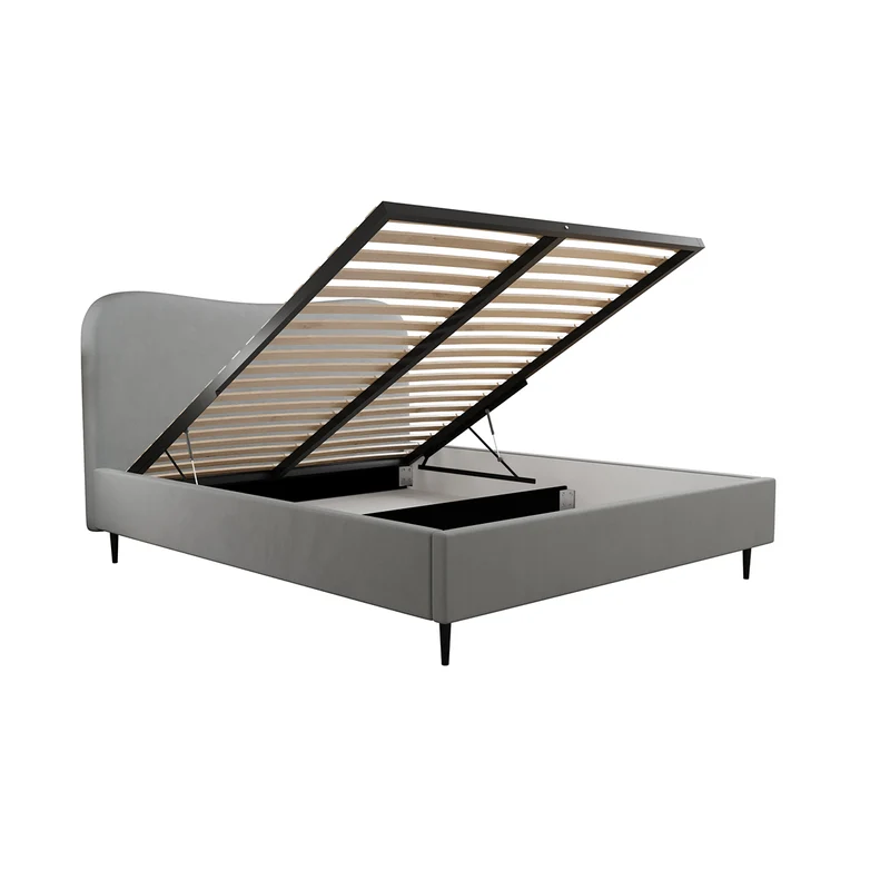 Lit coffre 160x200 sommier inclus Gemma Gris