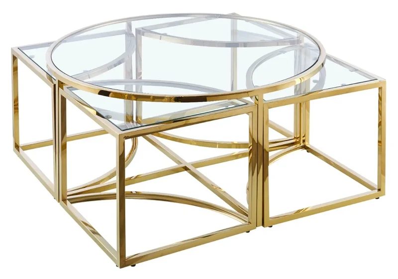 Table basse ronde design doré - Pio
