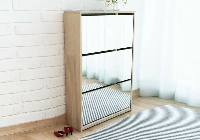 Meuble chaussure chêne miroir - Cali
