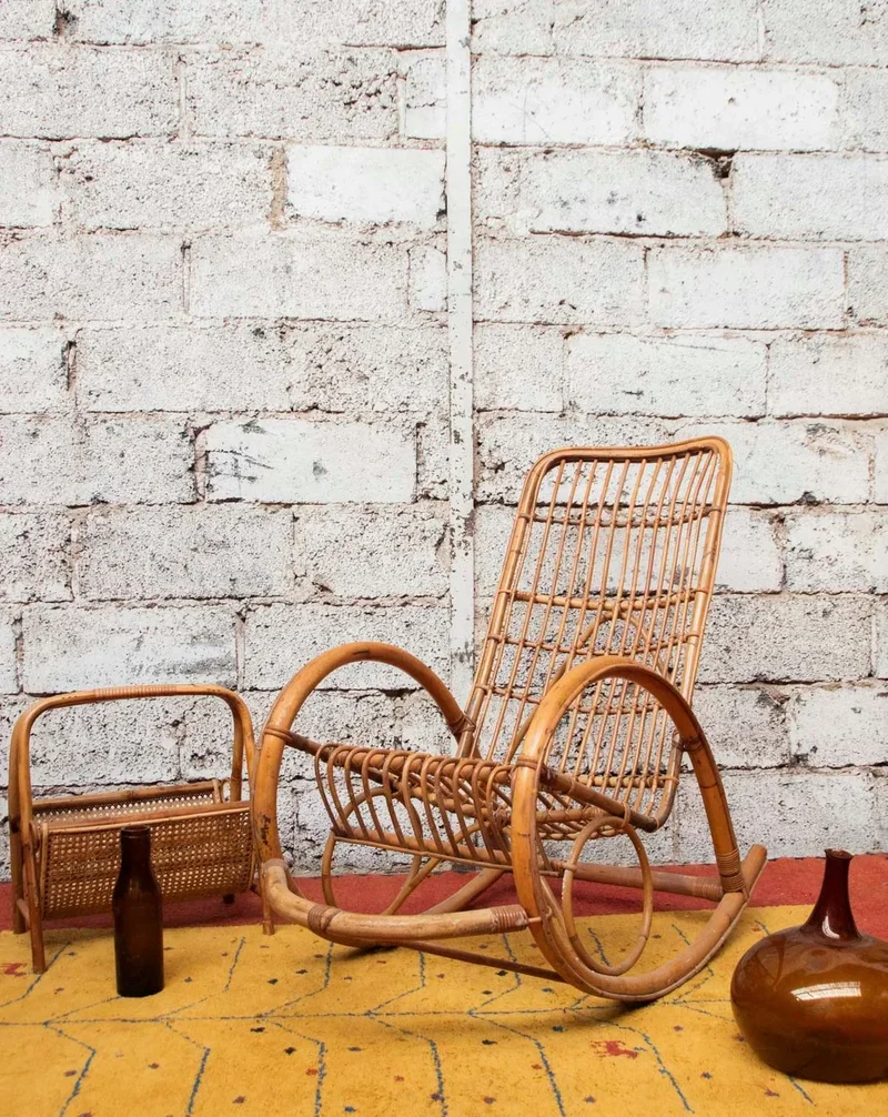 Alibert, le rocking-chair en rotin clair N°68