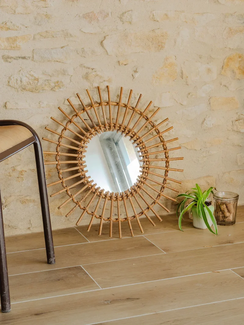Georges, le miroir soleil en rotin N°1053