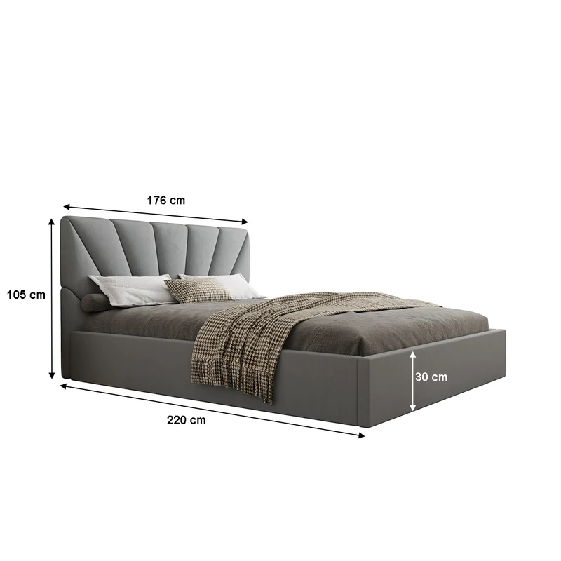 Lit coffre 160x200 sommier inclus Ysee Gris