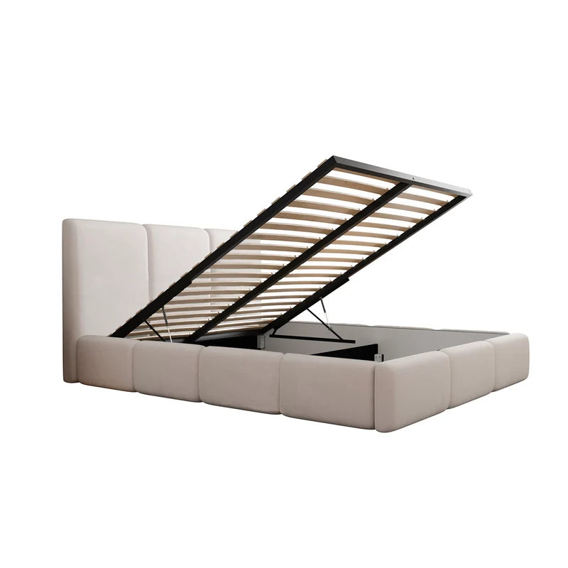 Lit coffre 160x200 sommier inclus Alto Blanc cassé