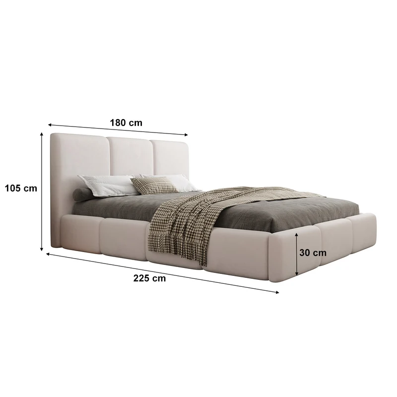 Lit coffre 160x200 sommier inclus Alto Blanc cassé