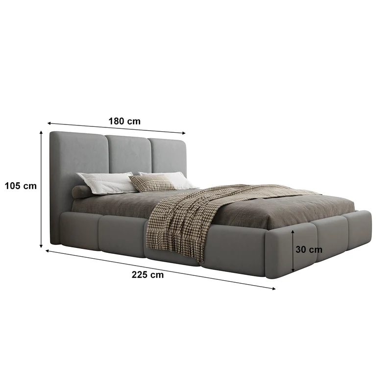 Lit coffre 160x200 sommier inclus Alto Gris
