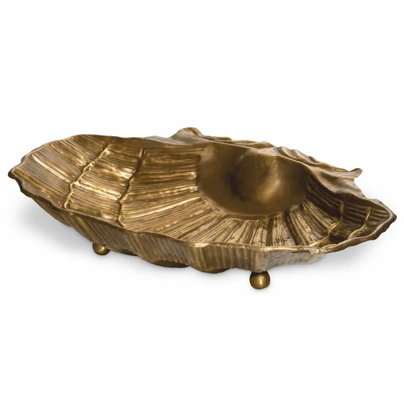 Casa Padrino Luxus Deko Schale in Muschelform Vintage Messing 52,5 cm - Deko Accessoires
