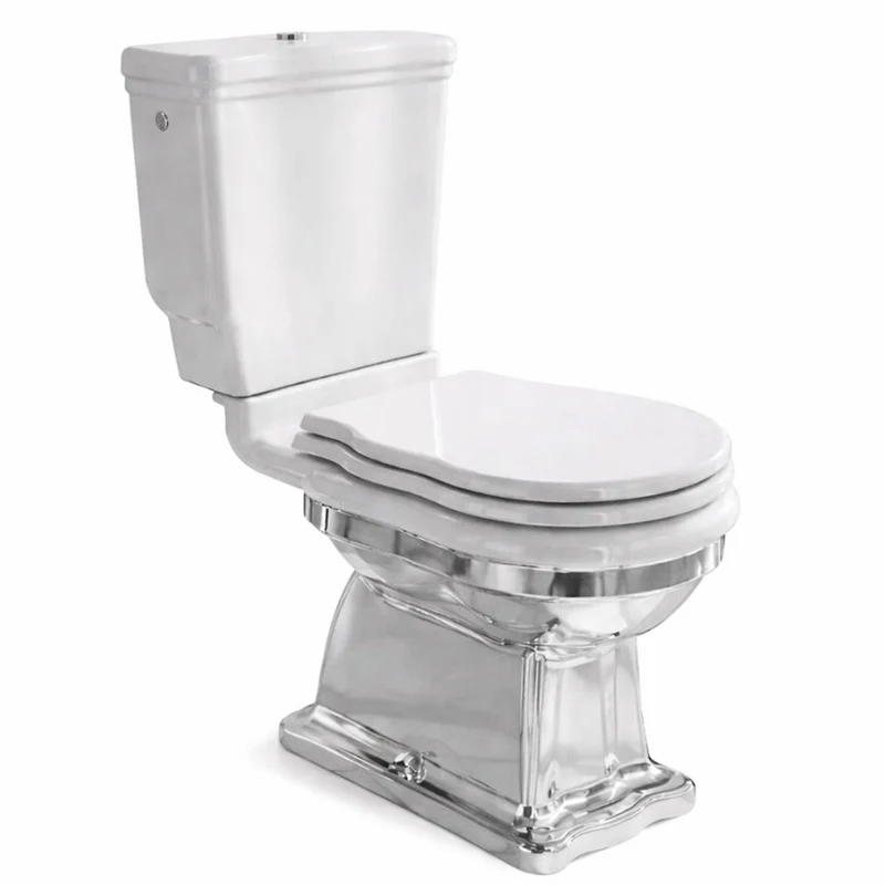 Casa Padrino Luxus Jugendstil WC Weiß / Silber H. 84 cm - Made in Italy