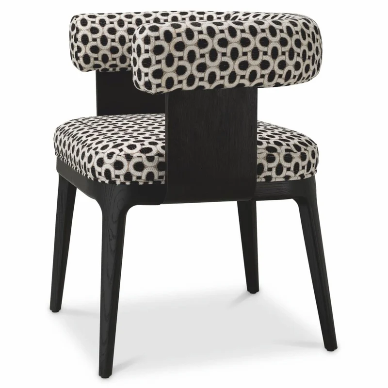 Casa Padrino Luxus Esszimmer Stuhl mit Armlehnen Weiß / Schwarz H. 73 cm - Esszimmer Möbel