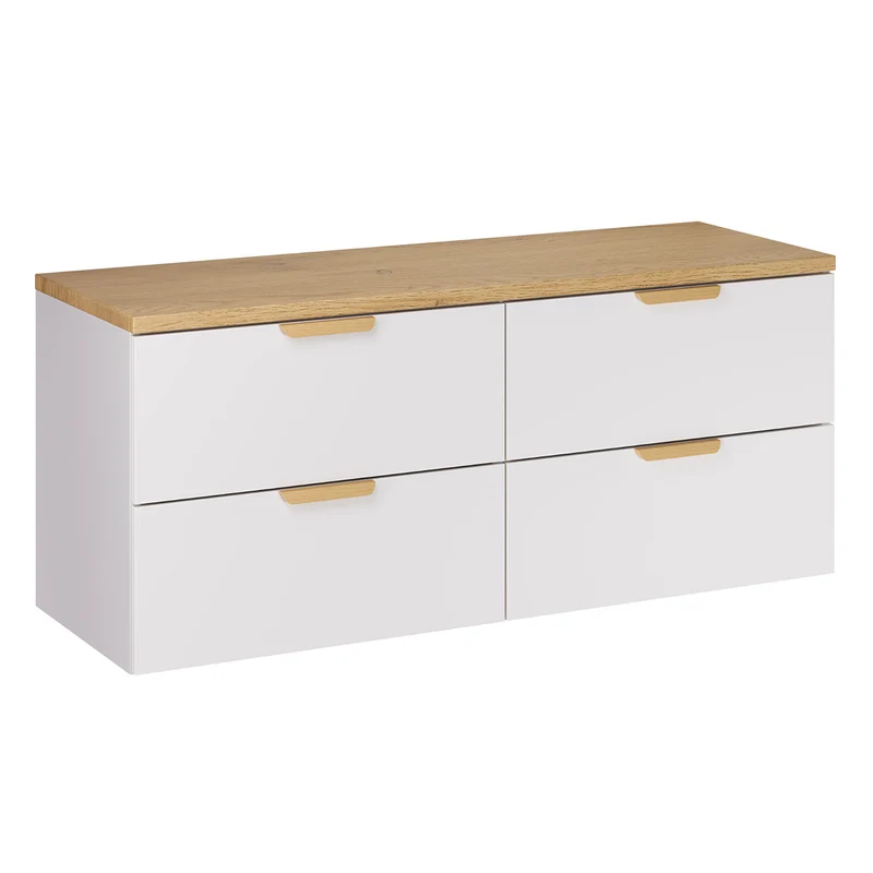 Ensemble meuble sous-vasque 120cm et colonne Oria Blanc mat