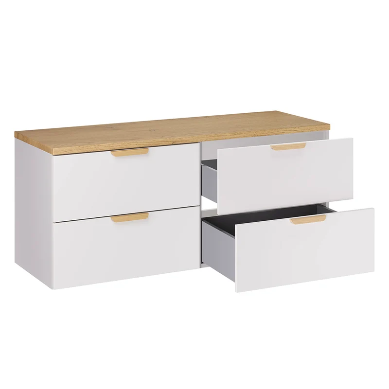Ensemble meuble sous-vasque 120cm et colonne Oria Blanc mat