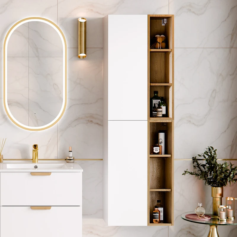 Ensemble meuble sous-vasque 120cm et colonne Oria Blanc mat